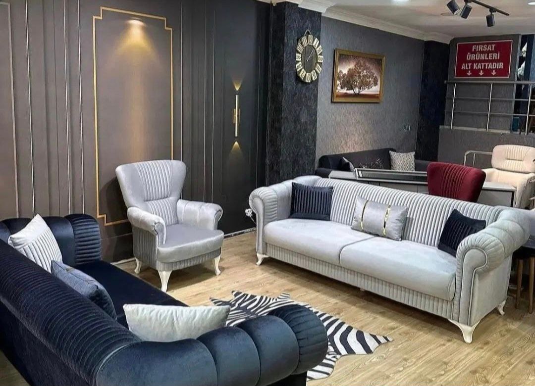 قیمت خرید مبل راحتی سرمه ای و نقره ای + فروش ویژه