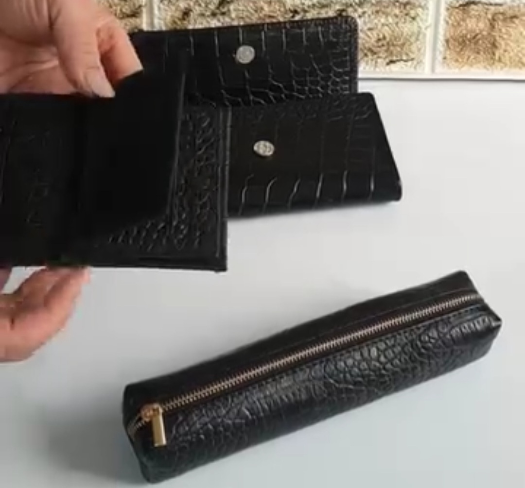 کیف سه تکه چرم دست دوز + خرید