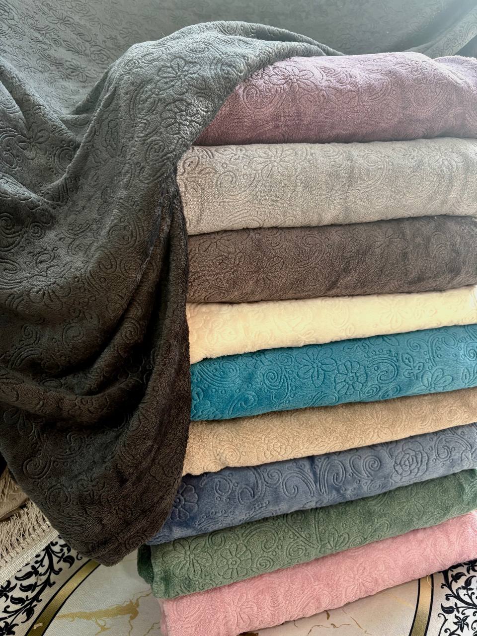 تصویر 1 از خرید مستقیم از کارخانه پتو مخمل گلدار تک نفره + با کیفیت و عمده