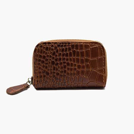 کیف جا کارت چرم قهوه ای