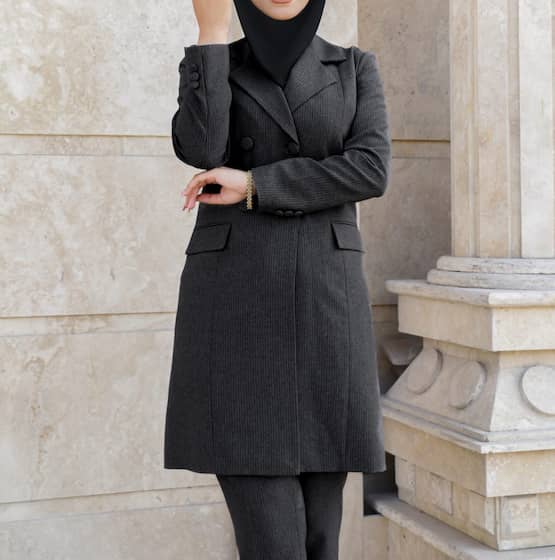 تصویر 1 از قیمت خرید مانتو شلوار اداری کرپ + فروش ویژه