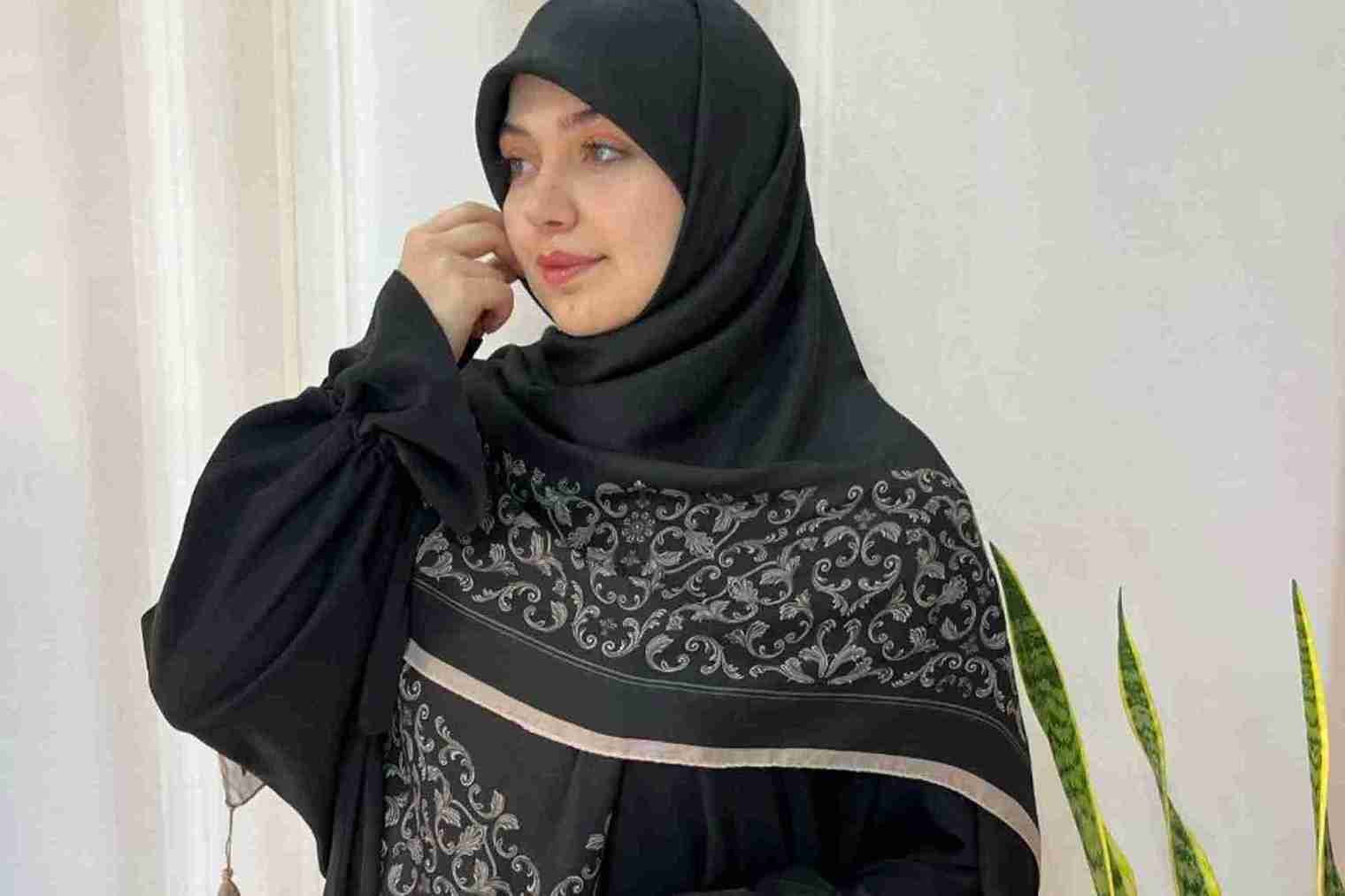 تصویر 2 از خرید روسری مشکی نخی طرح دار + قیمت پخش تولیدی