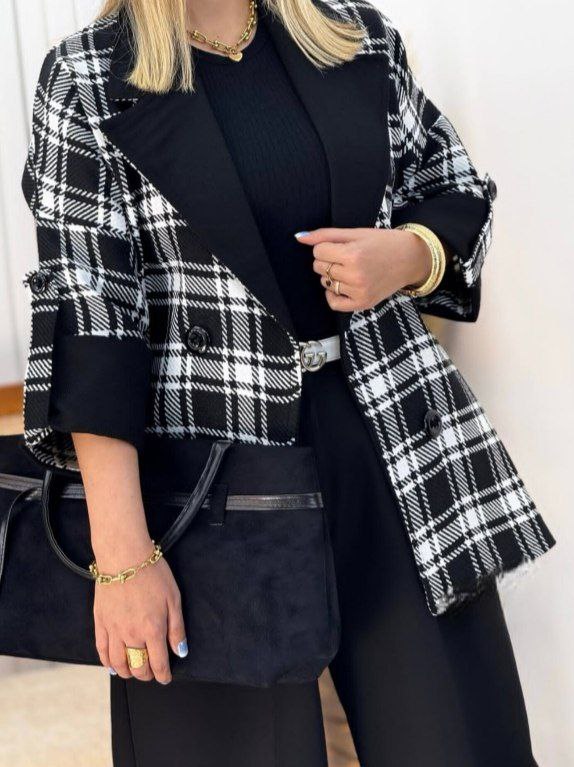 قیمت خرید کت زمستانه مزونی فوتر چهار خانه فری سایز + قیمت عمده