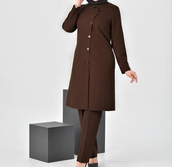 تصویر 3 از قیمت خرید مانتو اداری قهوه ایی + فروش ویژه