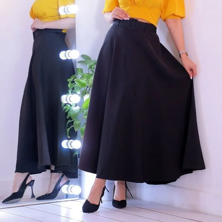 تصویر 5 از قیمت عمده دامن کلوش بلند مشکی