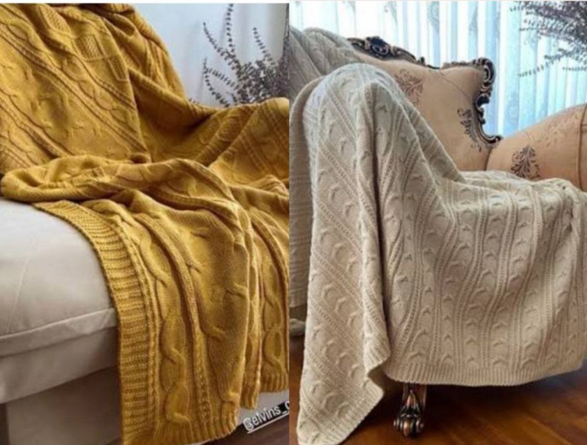 قیمت عمده + به صرفه شال مبل بافت نخ آکریلیک و پانچ چند رنگ