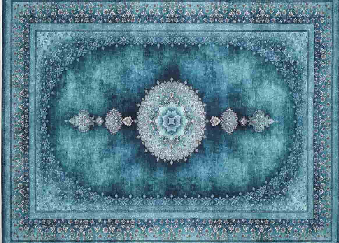 تصویر 2 از قیمت و خرید قالی فیروزه‌ ای + فروش ارزان