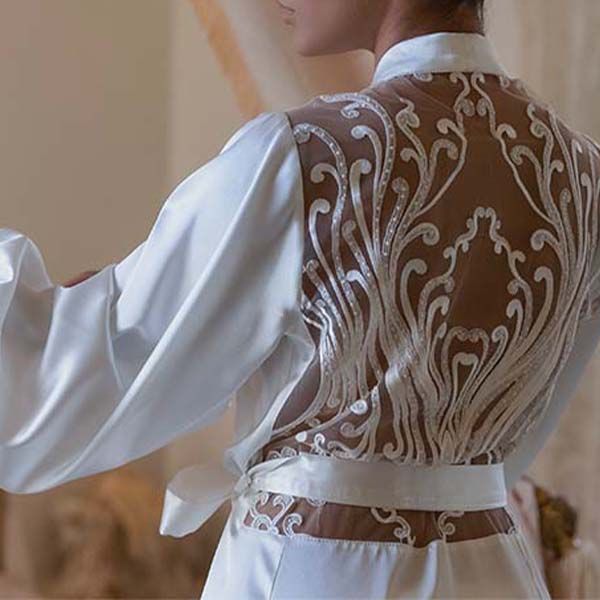 تصویر 2 از قیمت ربدو شامبر عروس پشت اپلیکی