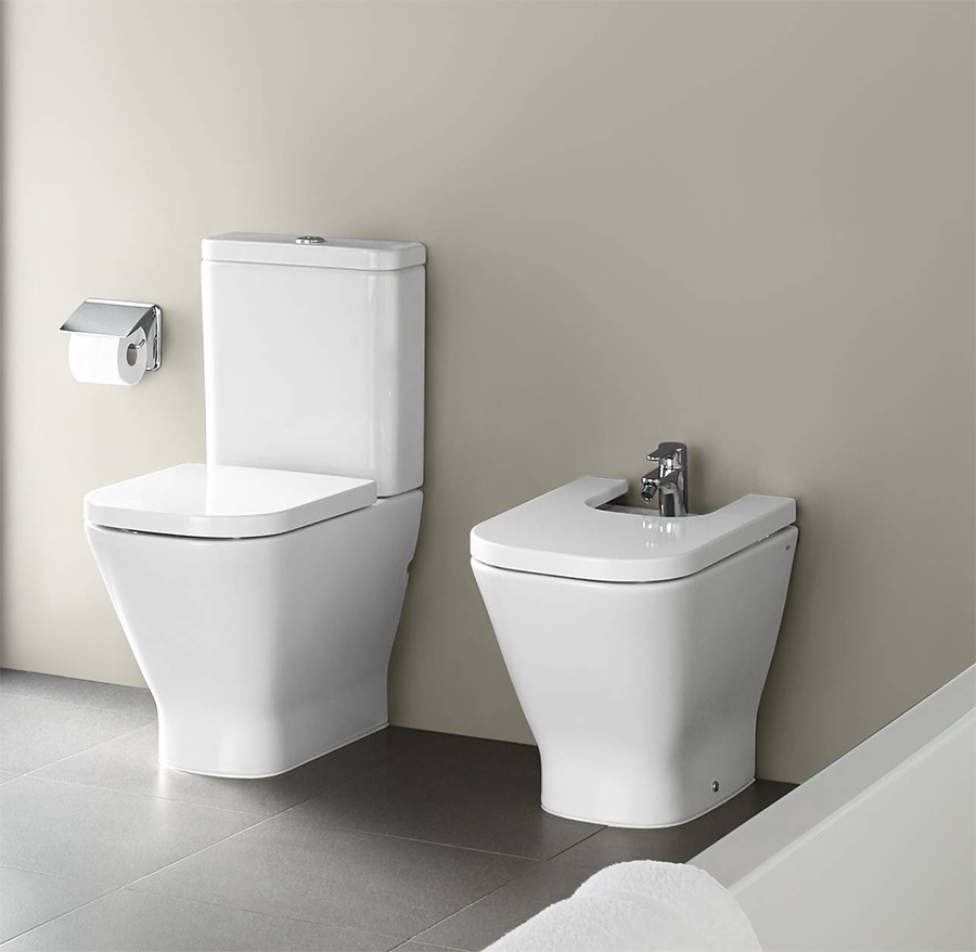 توالت فرنگی پایه دارای مخزن دوزمانه با دکمه فشاری