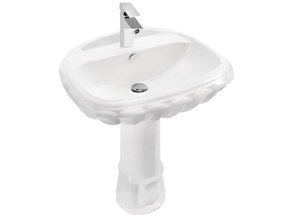 تصویر 1 از روشویی پایه دار با پایه بلند از جنس چینی بهداشتی مقاوم