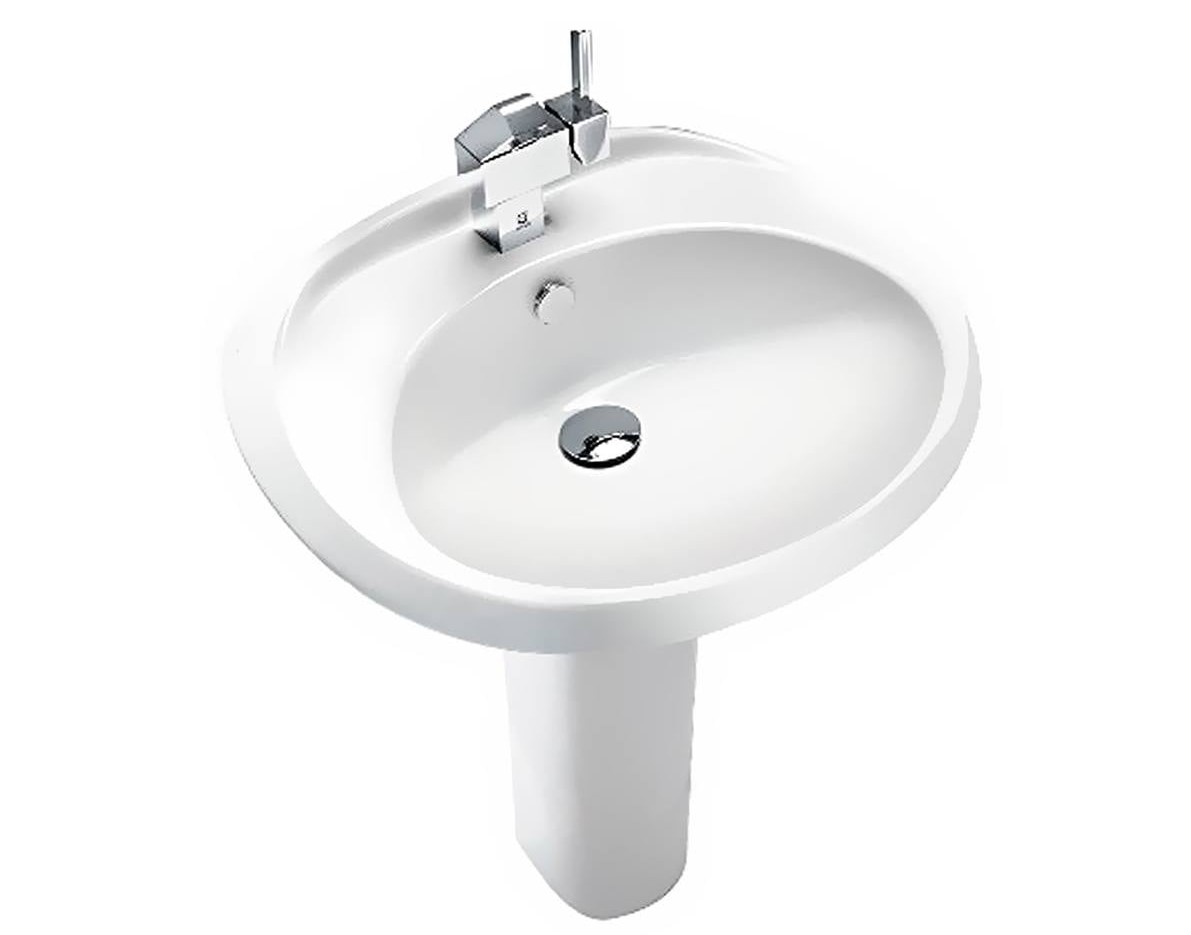 تصویر 1 از روشویی پایه دار با طراحی کم جا و شیک برای حمام های کوچک