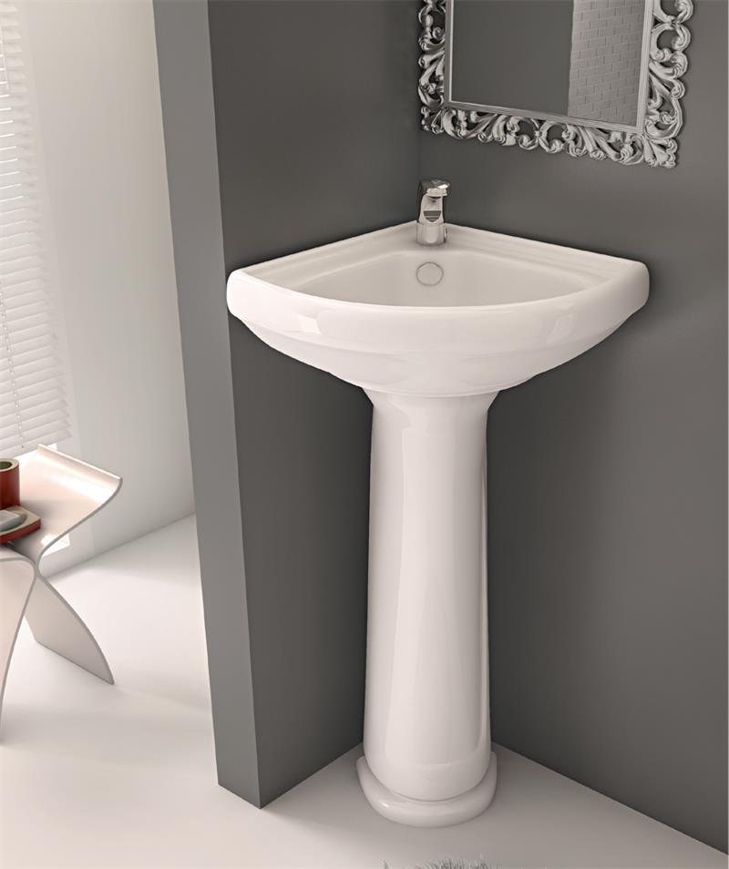 تصویر 4 از روشویی پایه دار با طراحی کم جا و شیک برای حمام های کوچک