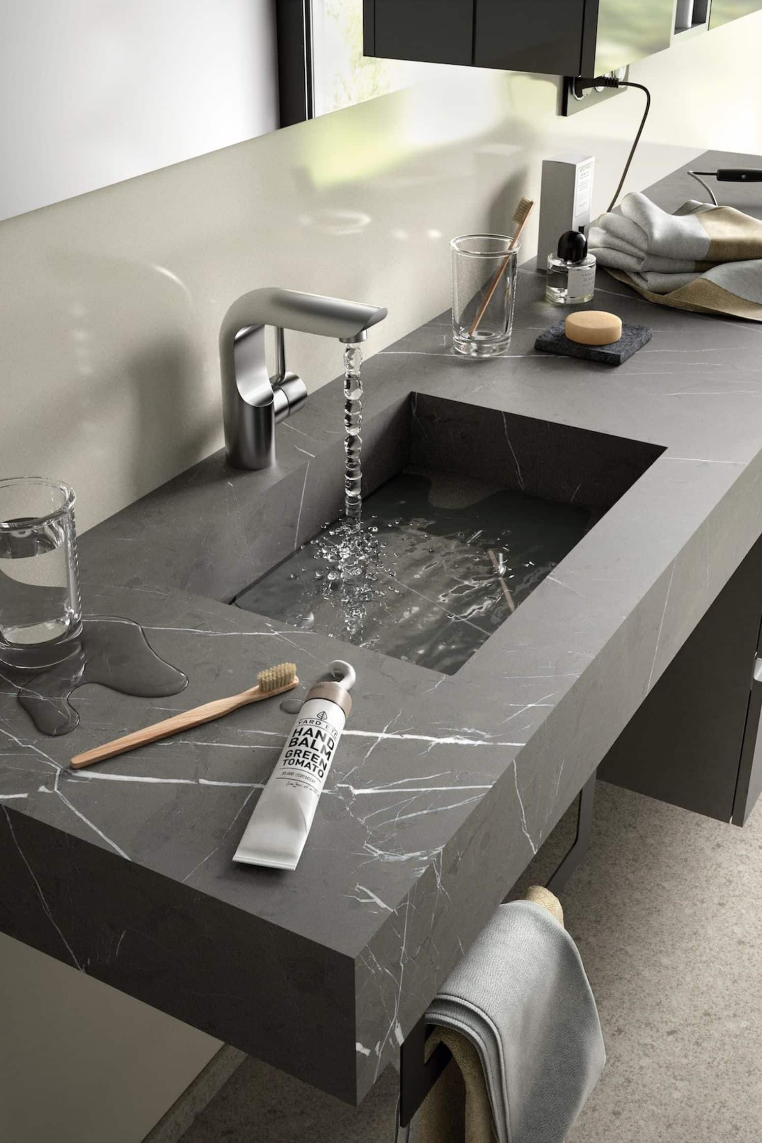 روشویی کابینتی بزرگ با صفحه رویی کورین سنگی