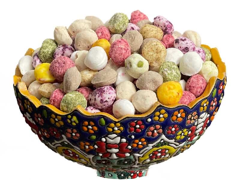 تصویر 1 از شکر پنیر مغز دار پسته و بادام در بسته‌ بندی شیک