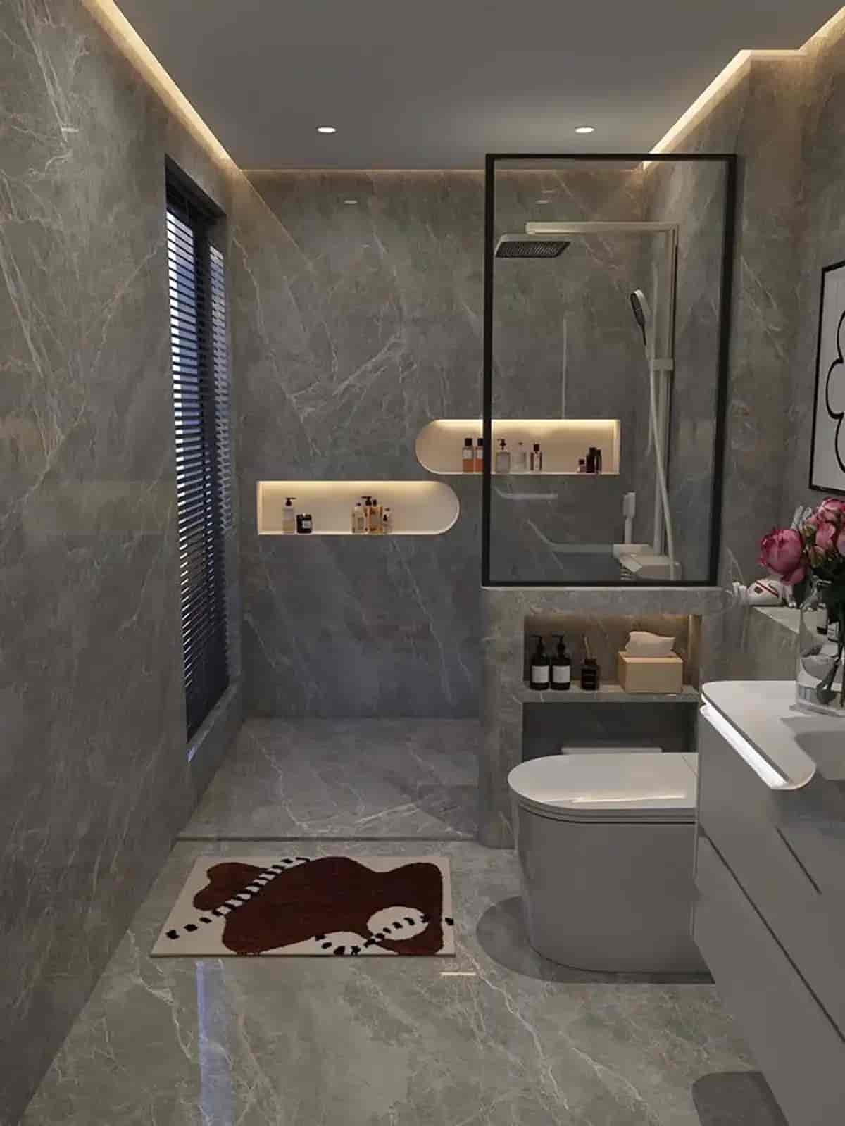 کاشی حمام با طراحی مدرن و مقاوم در برابر رطوبت