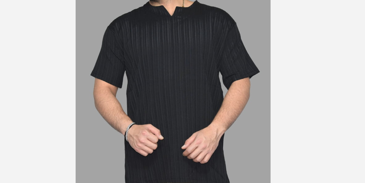 تصویر 3 از تیشرت یقه کوبایی با پارچه سبک و خنک