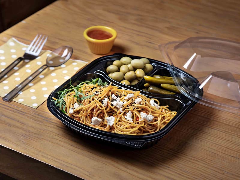 ظرف یکبار مصرف مشکی چند خانه