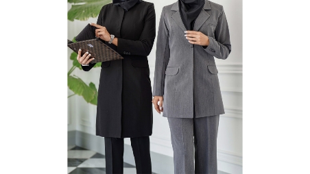 مانتو حجاب اداری یقه ایستاده جیب دار