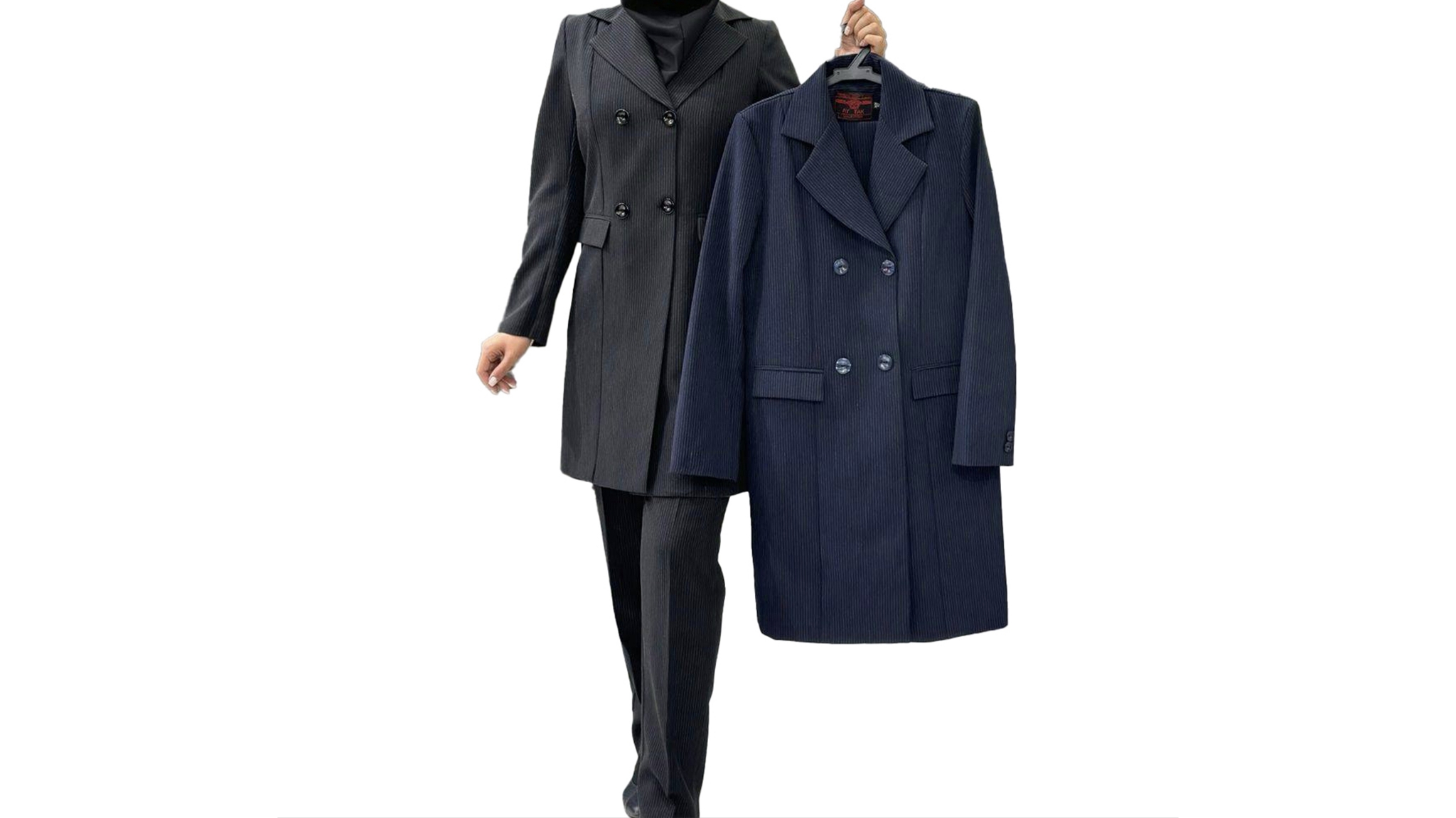 تصویر 1 از مانتو حجاب اداری یقه ایستاده جیب دار