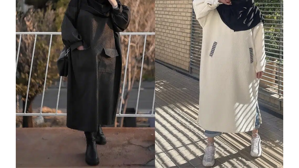 تصویر 4 از مانتو حجاب پاییزه یقه ایستاده جیب دار