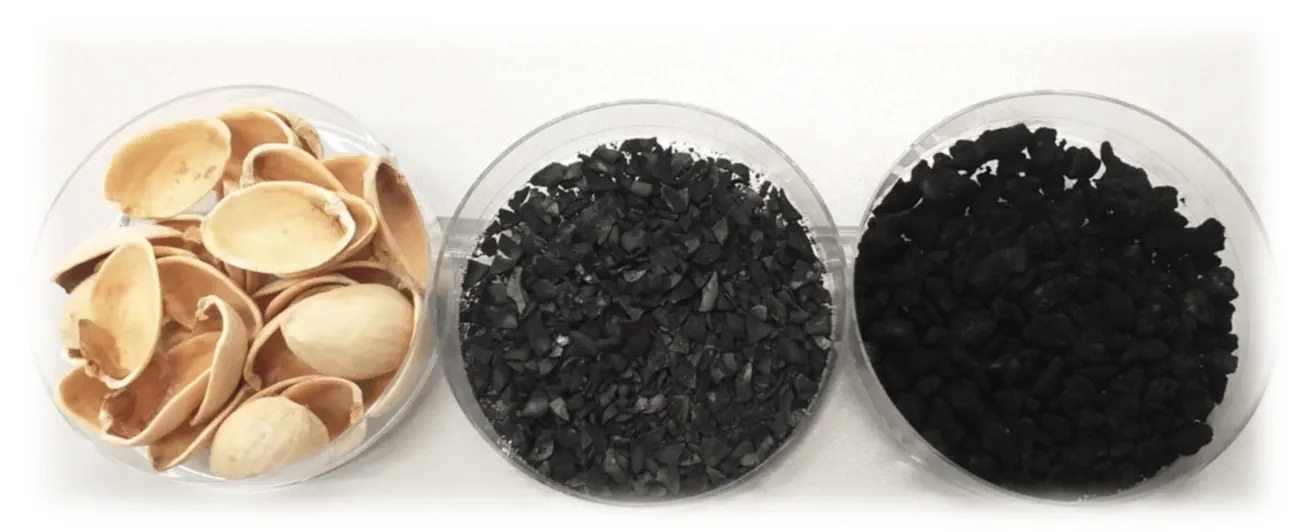 تصویر 4 از پوست پسته کربن شده اصل پایه تولید زغال