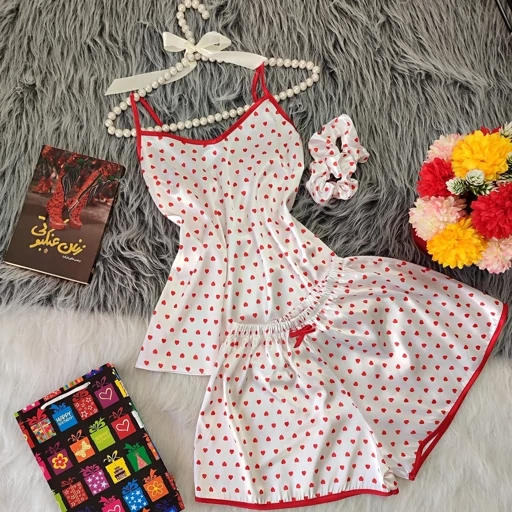 ست لباس خواب زنانه دو تکه ساتن درجه یک