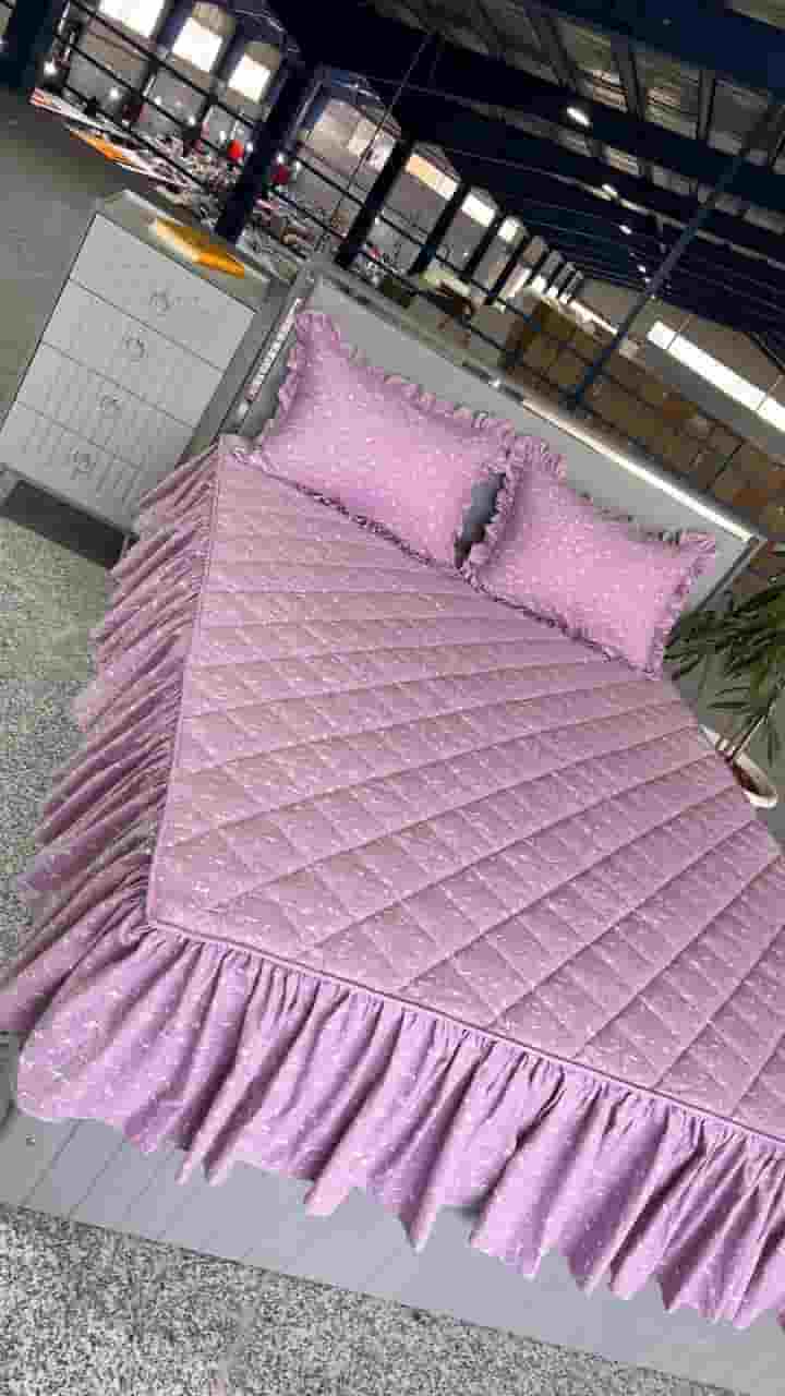 تولید و فروش عمده نیم ست رو تختی پنبه دوزی چین دار