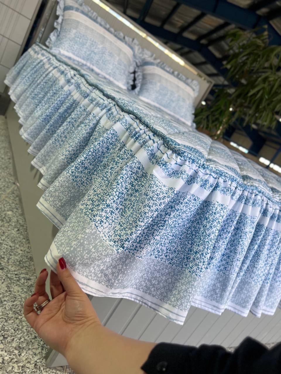 تصویر 5 از تولید و فروش عمده نیم ست رو تختی پنبه دوزی چین دار