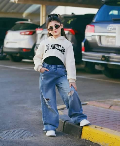 تصویر 1 از شلوار بگ دخترانه اسپرت با تنخور عالی و راحت