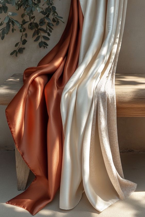 تصویر 5 از پارچه ساتن براق و لطیف مناسب لباس مجلسی و دوخت ظریف