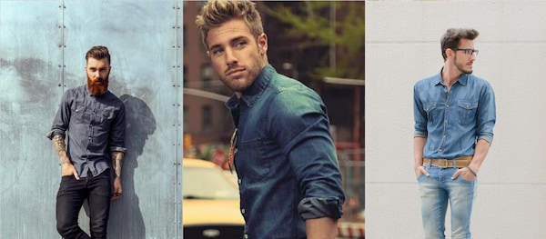 پیراهن مردانه جین فیت استاندارد با دوخت تمیز