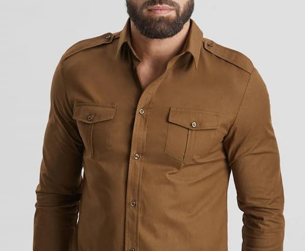 پیراهن مردانه خاکی کلاسیک با کیفیت بالا
