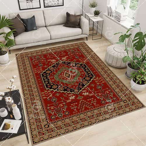 رو فرشی سنتی قرمز با نقش اصیل + گرم و صمیمی