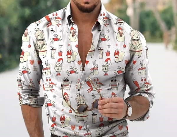 پیراهن مردانه فانتزی با طراحی مدرن و چاپ خلاقانه