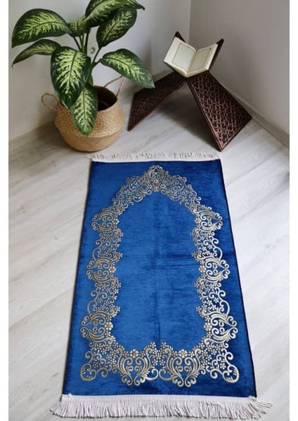 تصویر 3 از سجاده مخمل آبی انتخابی شیک