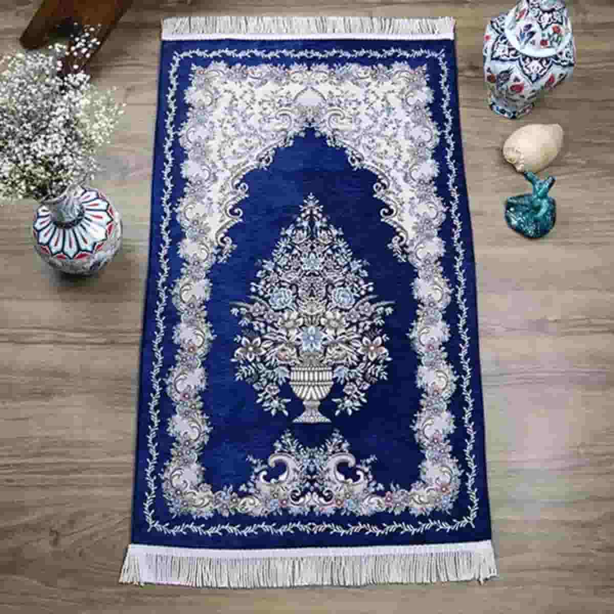 تصویر 2 از سجاده مخمل آبی انتخابی شیک