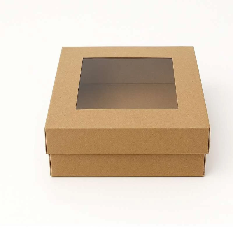 تصویر 2 از جعبه بسته بندی مدل کرافت درب طلقی شفاف 15 × 15 × 5