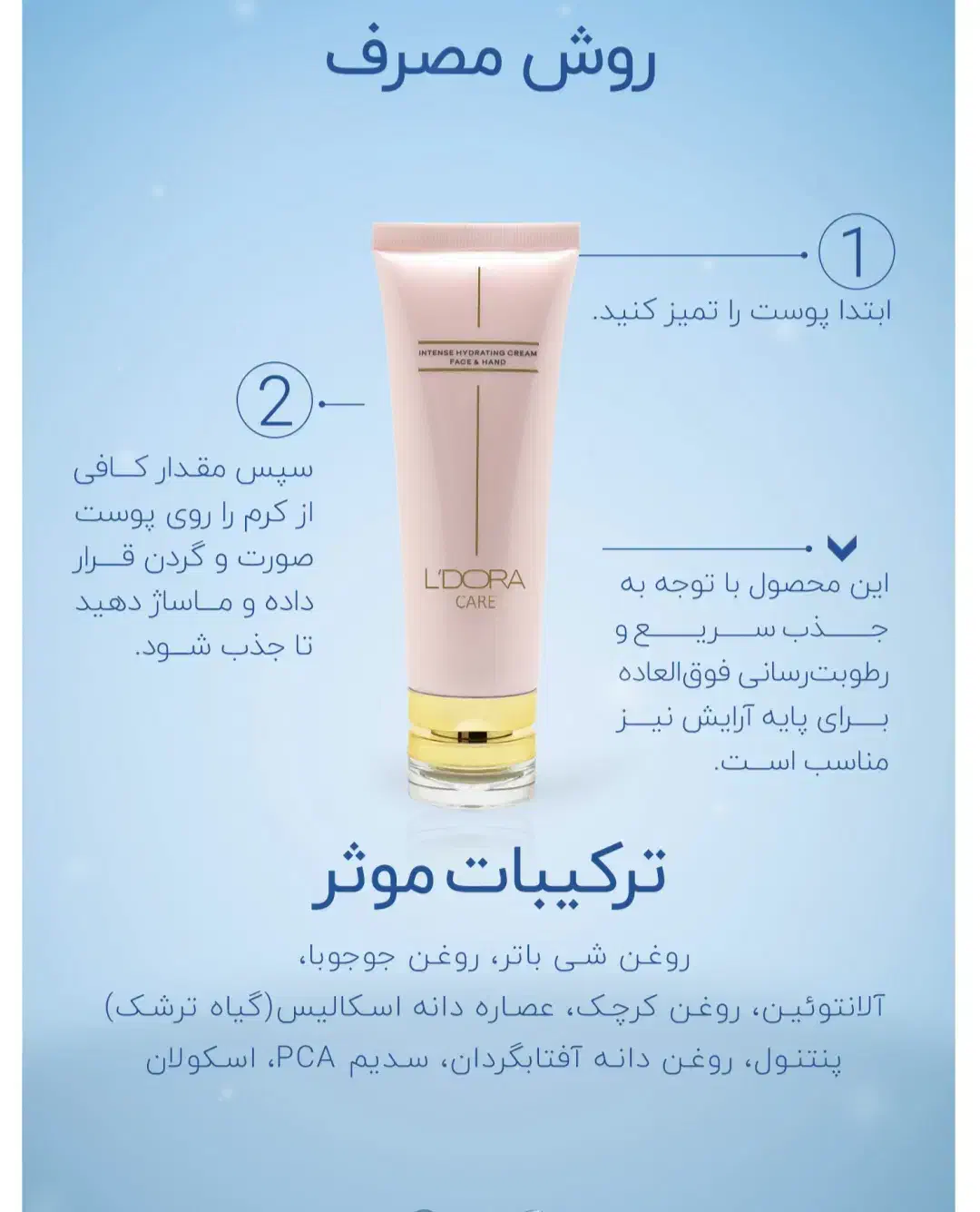تصویر 3 از کرم آبرسان لدورا با جذب فوق‌ العاده و اثر طولانی‌ مدت