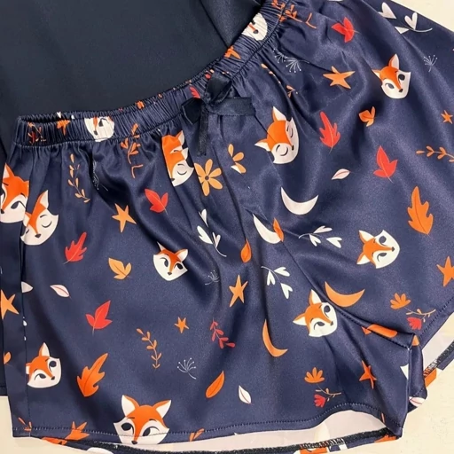تصویر 2 از تاپ و شورت ساتن مدل روباه سورمه ای