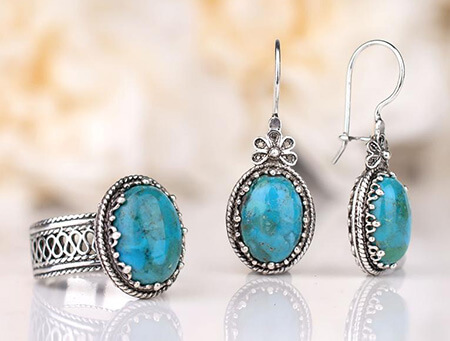 تصویر 2 از سنگ فیروزه شجر نیشابور + با بافت زیبا و رنگ ثابت