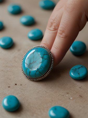 تصویر 3 از سنگ فیروزه عجمی اصل در ابعاد مختلف + تراش حرفه‌ ای