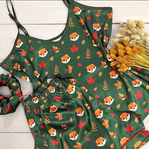 تصویر 4 از تاپ و شورت ساتن مدل روباه لباس راحتی و خواب