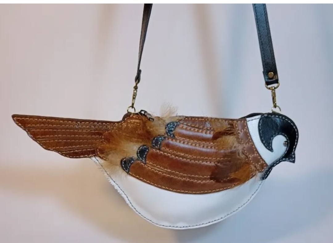 کیف دوشی زنانه چرم دستدوز طرح پرنده