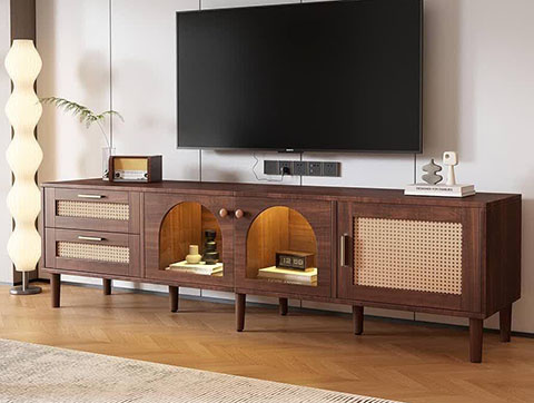 فروش عمده میز تی وی چوبی حصیری