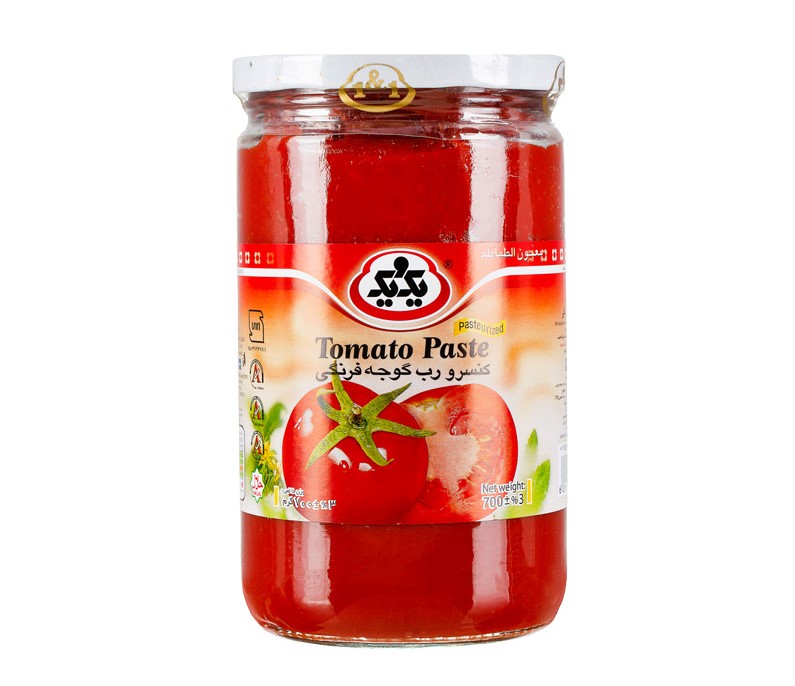 رب گوجه فرنگی یک و یک 700 گرمی در بسته بندی بهداشتی