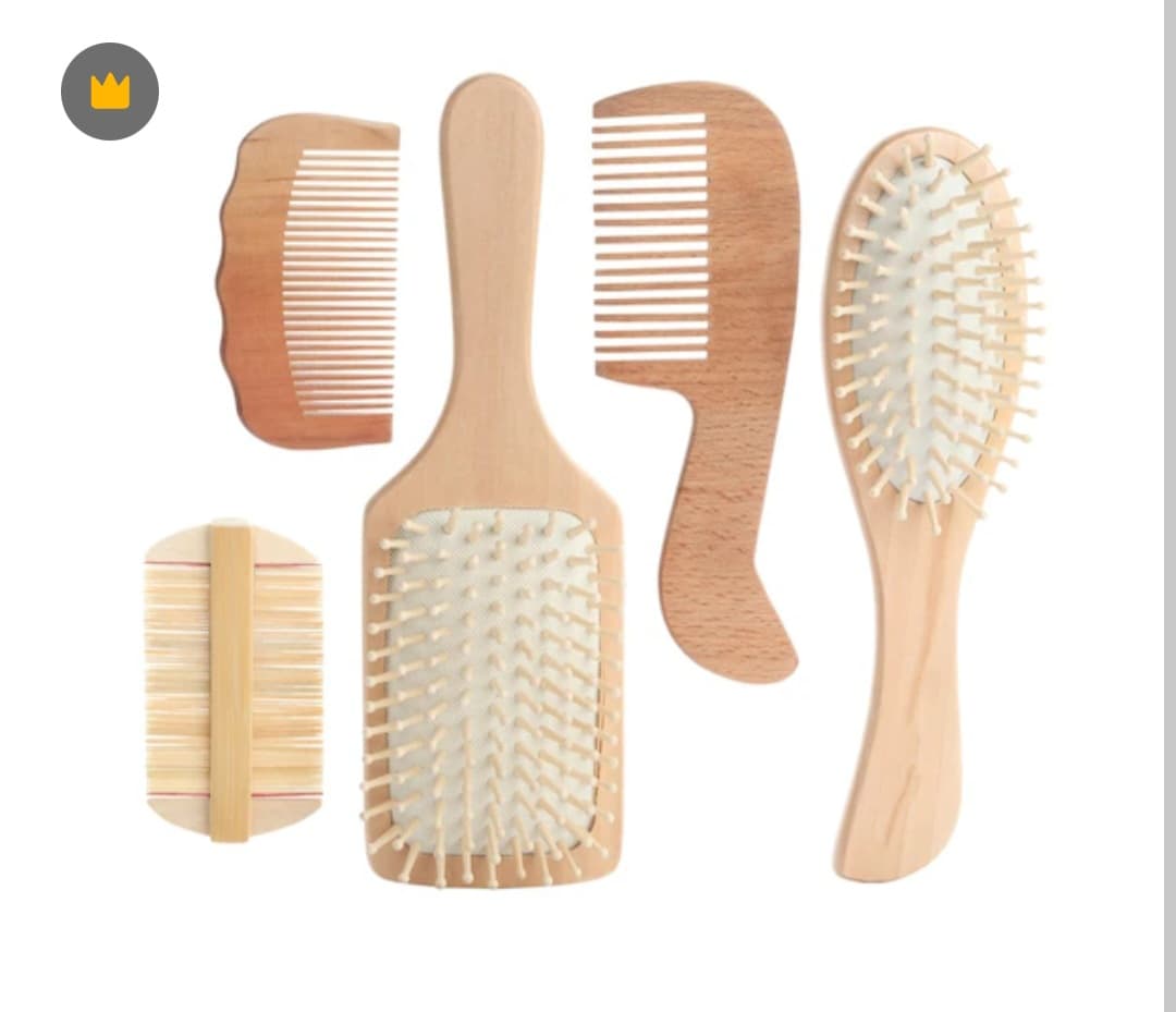 تصویر 2 از قیمت عمده برس مو گرد طرح چوب موبان