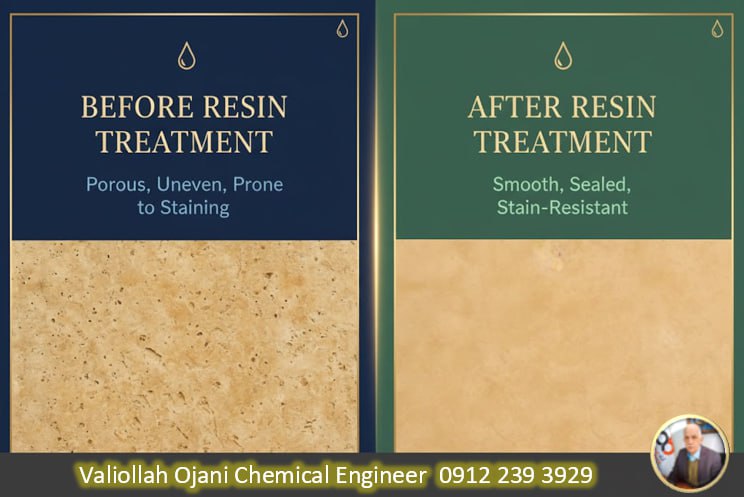 تصویر 1 از ترمیم دائمی و بی دغدغه سنگ های تراورتن با رزین مخصوص میکا مقاوم در برابر حرارت و رطوبت ماستیک میکا