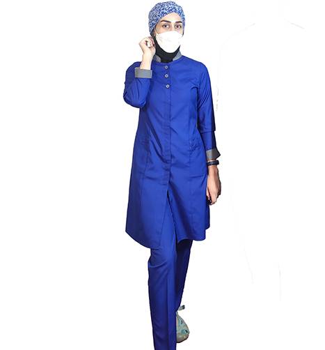 تصویر 2 از لباس پرستاری آبی + مناسب پوشش حرفه‌ ای