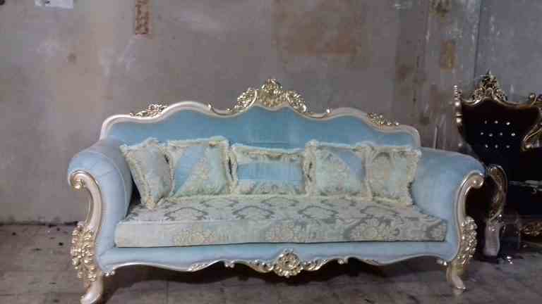 تصویر 1 از قیمت و خرید مبل کلاسیک نگین دسته چوبی + فروش صادراتی