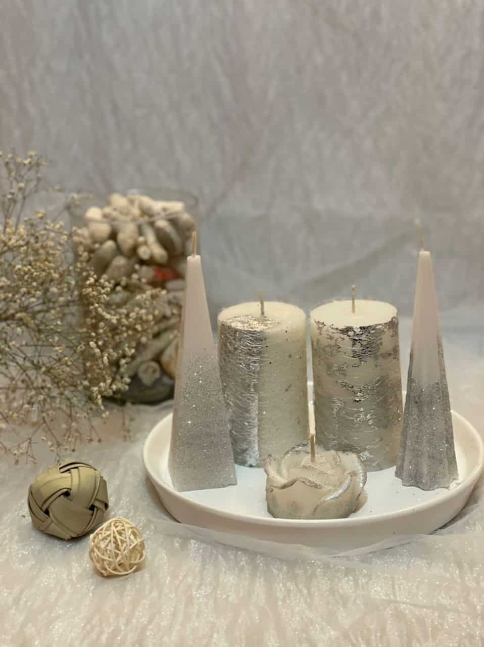 تصویر 2 از شمع نقره ای با بسته‌ بندی شیک و لوکس